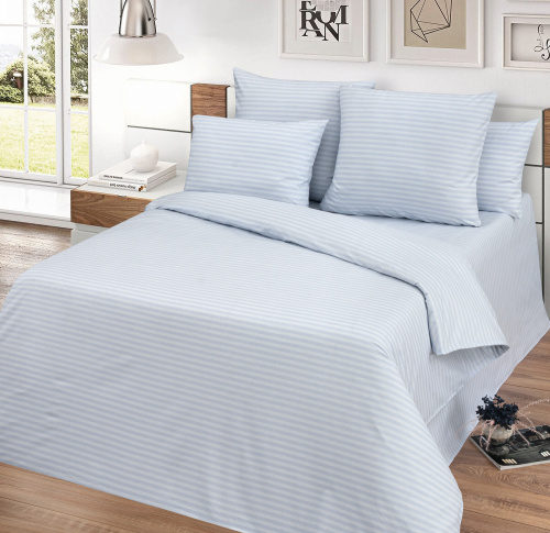 КПБ Поплин Арт. Светло-серый страйп